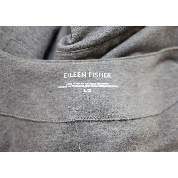 A6 NWoT Auth EILEEN FISHER Gray Cotton Open Front Pockets Sweater Cardigan Sz L - Picture 5 of 6